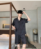 New men's summer summer thin ice silk short-sleeved shorts pajamas teenagers can wear a home service suit