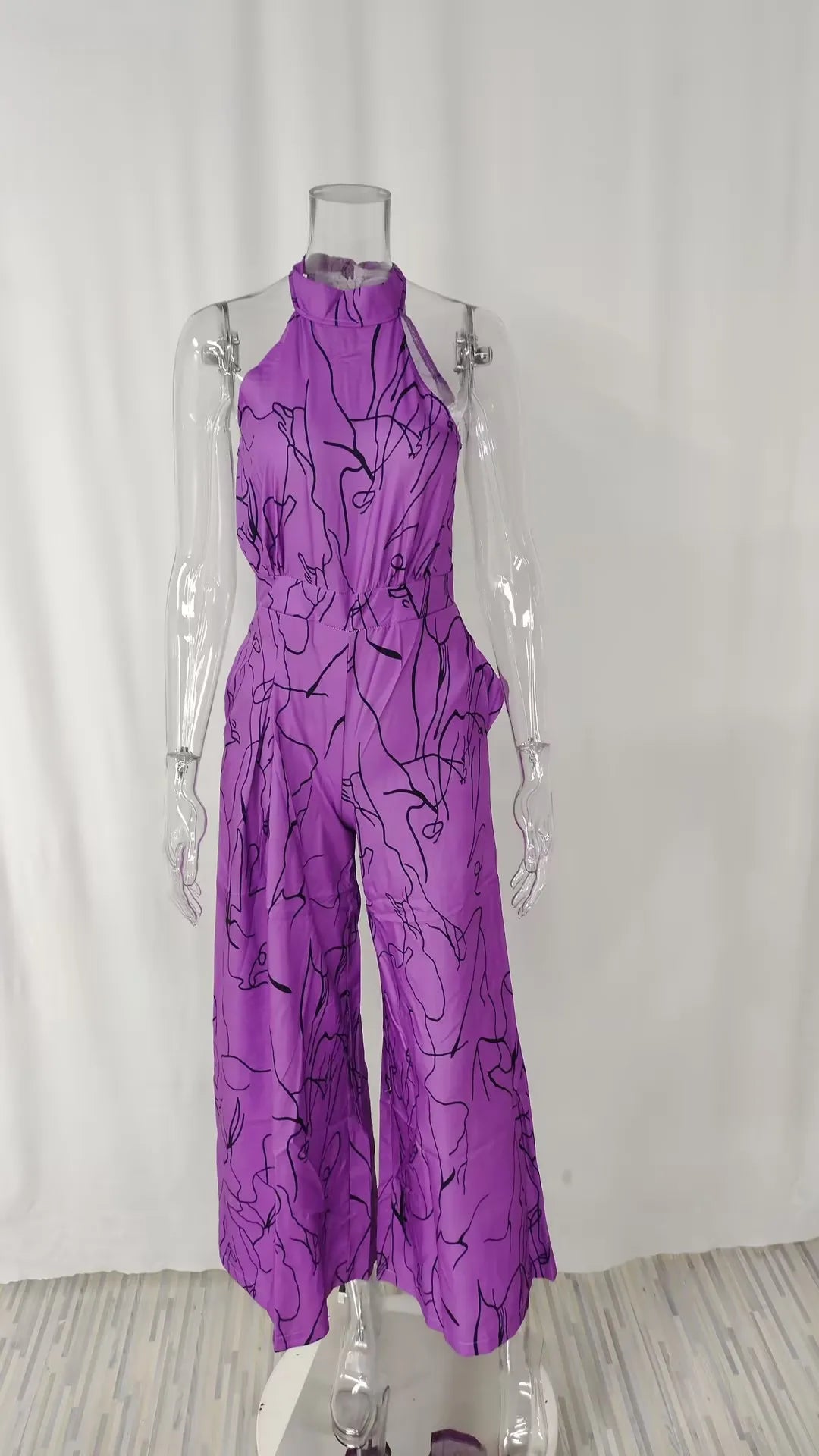 Sexy Sleeveless Jumpsuit Office Lady Spring Summer Fashion Casual Off Shoulder Print Jumpsuits For Women 2024 One Piece Rompers