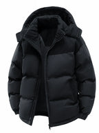 Men's Hooded Cotton Jacket, Thickeneded and Warm in Winter, Windproof and Cold-Resistant, Simple and Versatile for Work Clothing