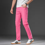 2026 98% Cotton Elastic Cotton Jeans Men's Spring Slim Straight Denim Pants Comfort Large Size Korean Business Casual Trousers