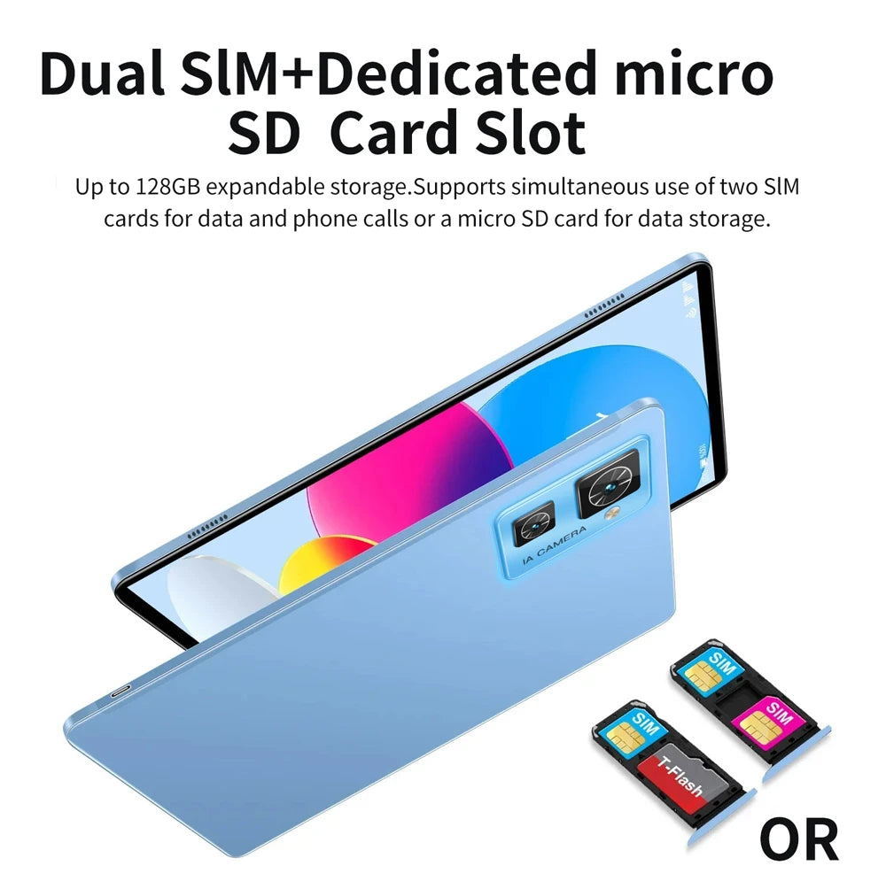 Sauenaneo PC Tablet 4GB RAM  64GB ROM (1TB Expansion) Supports Google Office Dual SIM Cards Dual cameras Android 11