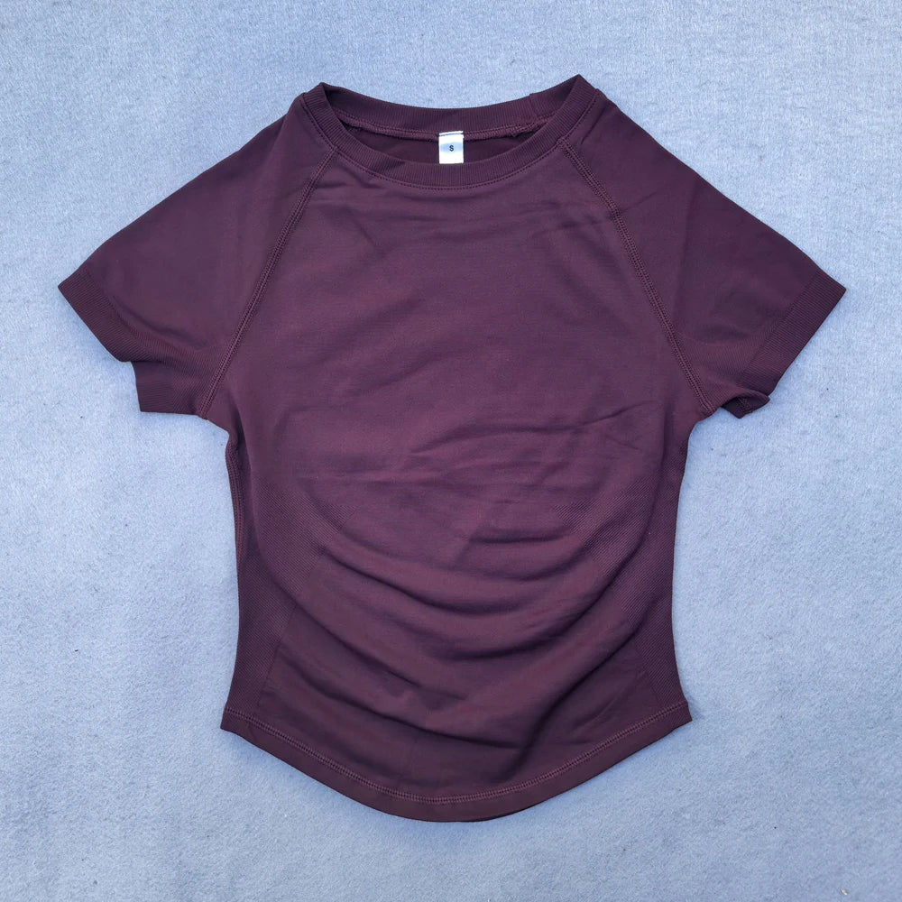 Seamless Yoga Top for Women Short Sleeve Gym Crop Top Light Weight Yoga Shirts Fitness Gym Shirts Stretchy Sports Shirts