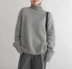 2023 autumn and winter turtleneck 100% pure cashmere women loose sweater thickened wool sweater cover lazy bottom