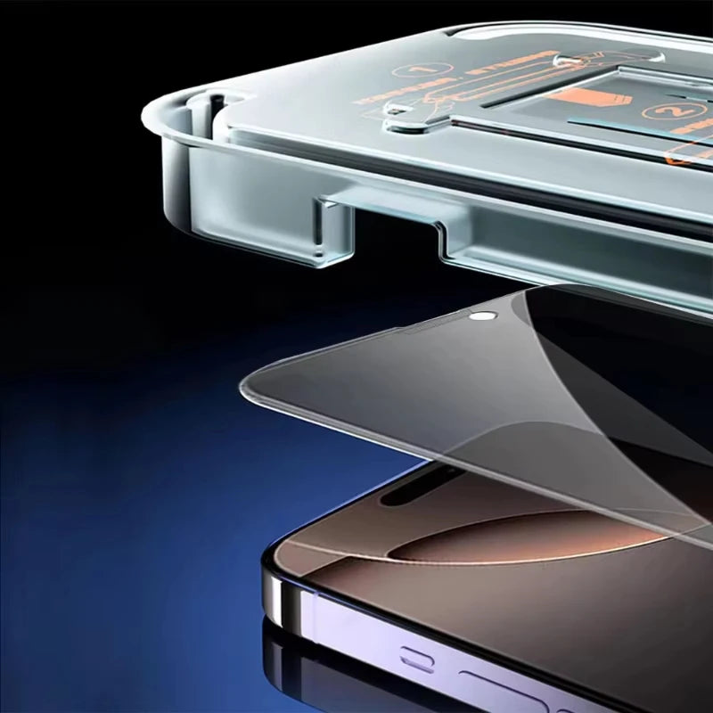 Dust Free Install Tempered Glass For iPhone 16 15 14 Plus 17 Pro Max Air 13 12 Mini 11 XR XS Oleophobic Coating Screen Protector
