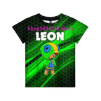 Boys Summer T-shirt Tees Brawl-Stars Anime Figures Leon Cartoon Characters Kids Cosplay Costumes Crow T Shirt Christmas Gifts