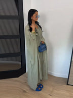 Maxi Dress Women's Dresses Batwing Sleeve Beige Ruffle Tie Neck Pleated Oversized Woman Clothes Casual Wear Summer Outfit