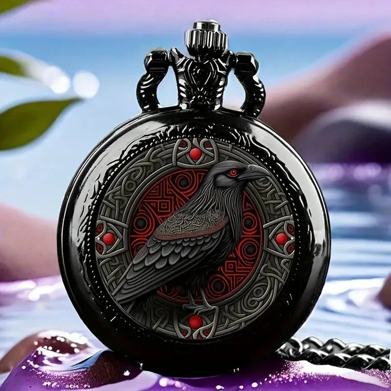 Colorful Pattern Medium Pocket Watch Retro Flip Decoration Necklace Watch Personalized Trend Male Female Student Quartz 2050