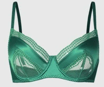Sexy French Satin Lace Lingerie Set for Large Bust Ladies, Sheer Slim Chest, Summer Ultra-thin Small-cup Support Bra Set, S-XL