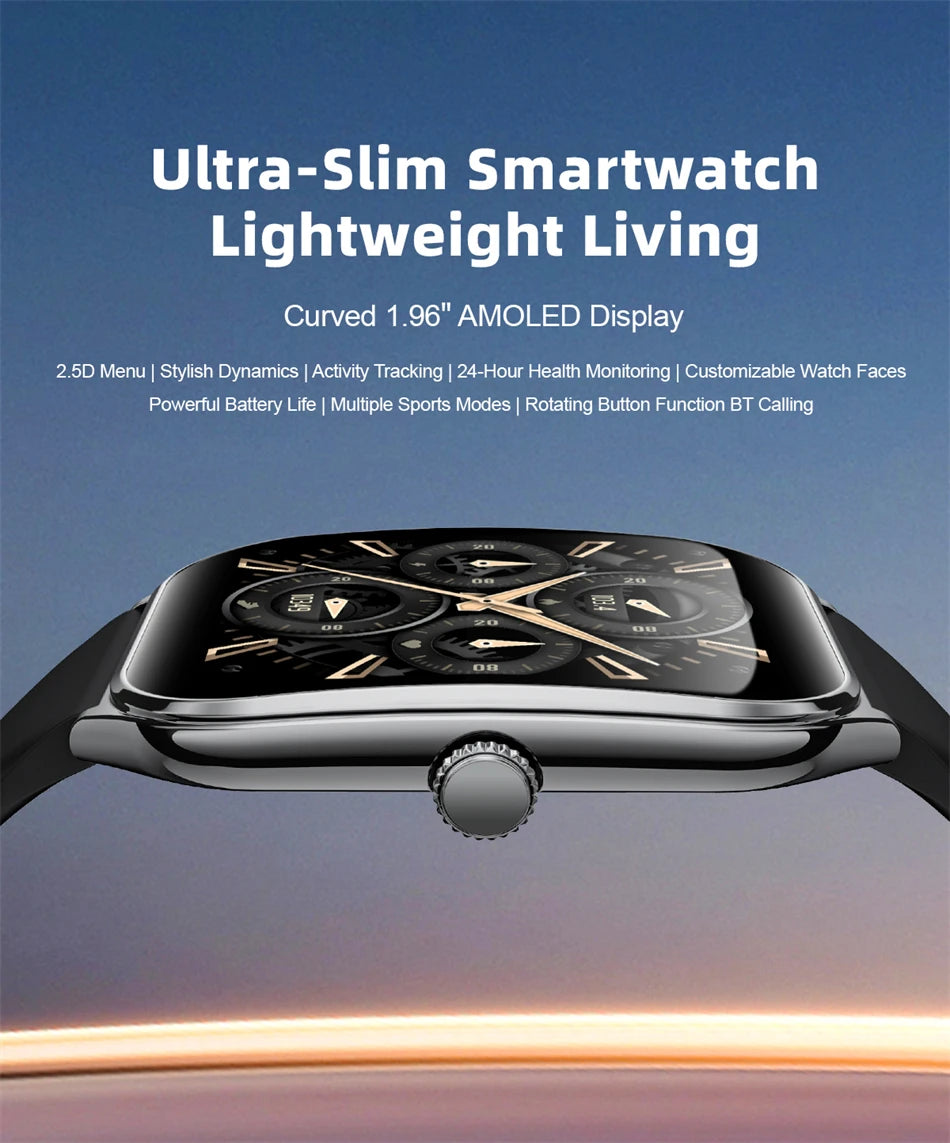 New For OPPO Ultra Thin Smart Watch Men AMOLED HD Screen Always Show Time Heart Rate Bluetooth Call Sports Waterproof Smartwatch