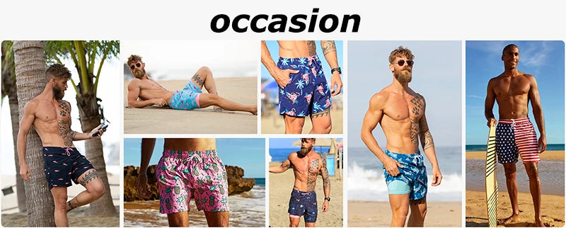Mens Swim Trunks with Compression Liner Phone Pocket Summer Quick Dry Board Shorts Beach Shorts Swimwear Swimsuit Bathing Suits