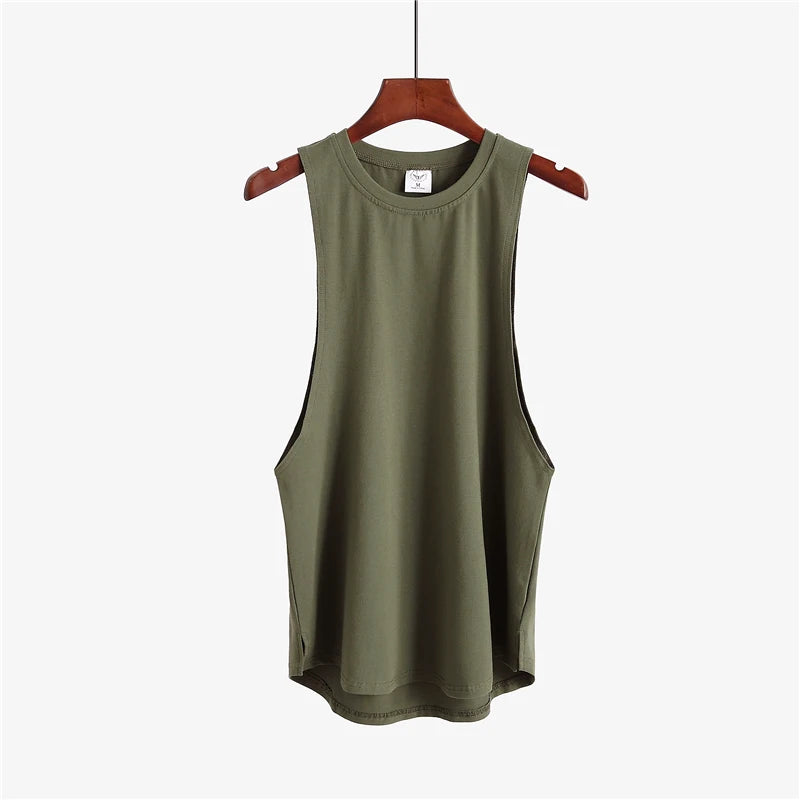 Grey Men's Sleeveless Tank Top Fitness Clothing Sportswear Gym Stringer Bodybuilding Undershirt Fashion Vest for Men