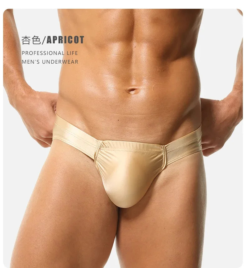 2026 fashion solid color men's three-dimensional triangle breathable sports low waist high elastic tight body