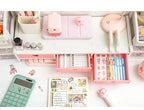 Pink White Student Storage Rack Heart Drawers Monitor Laptop Increase Shelf Office Screen Riser Holder Stationery Pen Storage