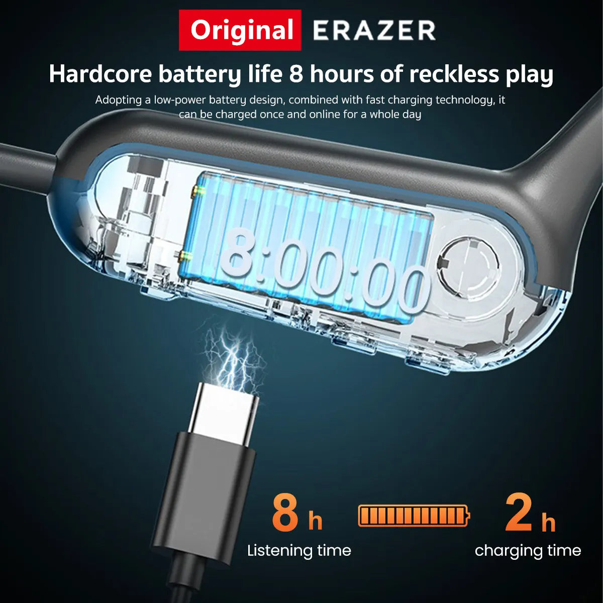 Original ERAZER XF22 Earphone Bluetooth 5.4 Sports Wireless Headphones Bone Conduction Headsets with Mic Neckband headphones