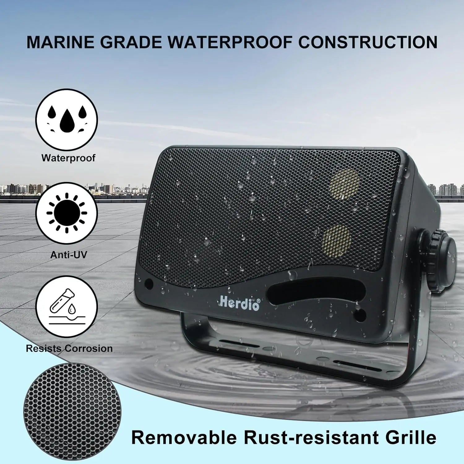 Herdio 3.5'' 2PCS Passive Outdoor Speakers Wired Waterproof 200W 3 Way Premium Mountable Wall Mount Speakers With Superior Sound