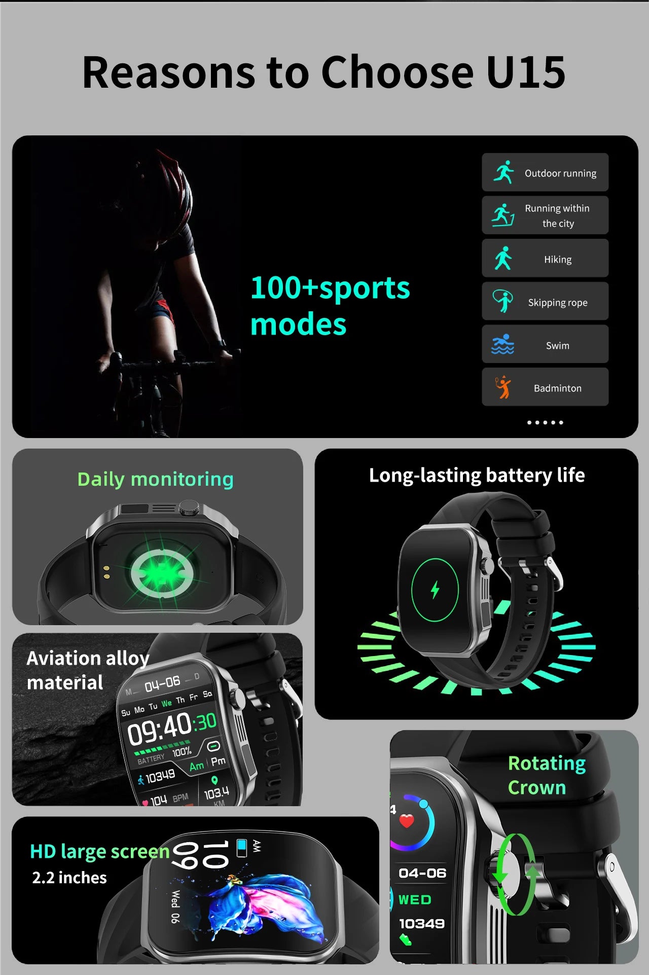 LIGE New 2.2-inch 3D Curved Screen Smart Watch With LED Light Thermometer Health Monitor Smartwatch BT Call Sports Fitness Watch