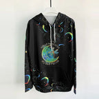 Moon Print Kangaroo Pocket Hoodie, Casual Long Sleeve Drawstring Hoodies Sweatshirt Women's Clothing