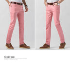 5 Colors Men's Colorful Denim Stretch Stretch Jeans Elastic Yellow Pink Red Slim Male Clothing Simple Business Denim Trousers