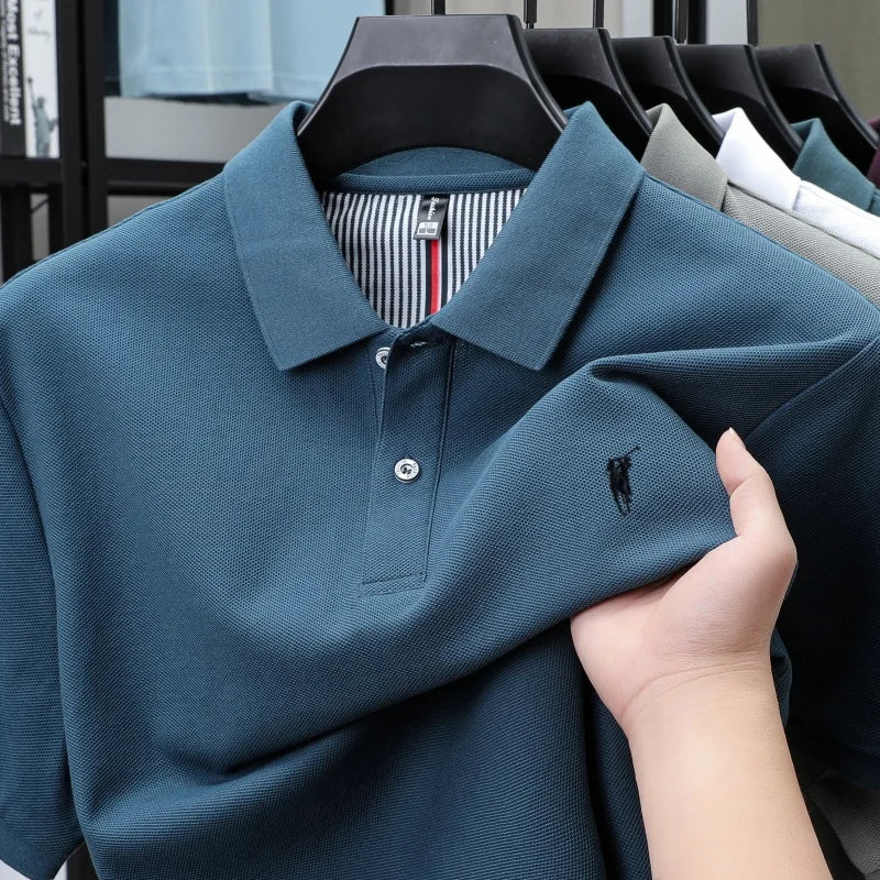 100% pure cotton short sleeved polo shirt high-end luxury brand fashion Paul Pony embroidery golf men's business casual T-shirt