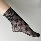 5 Pairs Floral Lace Socks Thin Breathable Short Socks Summer Mesh Lolita Fishing Net Women's Stockings Hosiery