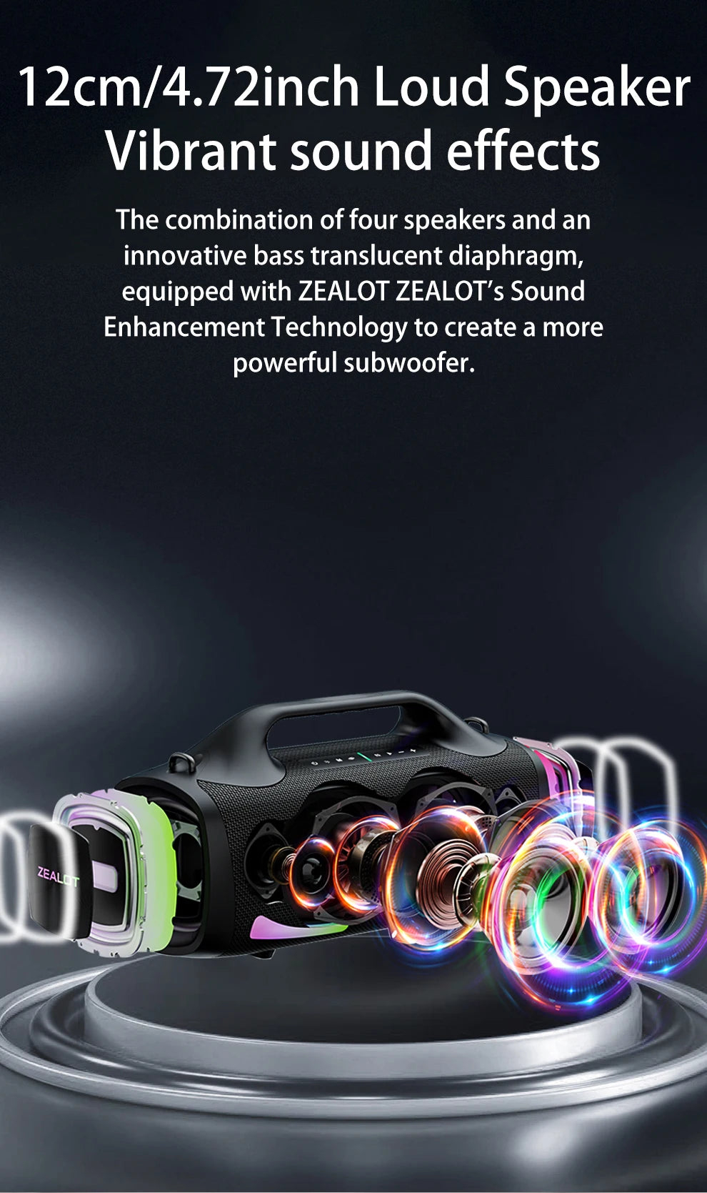 ZEALOT S79 Bluetooth Speaker 100W Portable Subwoofer HiFi Dual Pair Fast Charge 24000mAh Battery