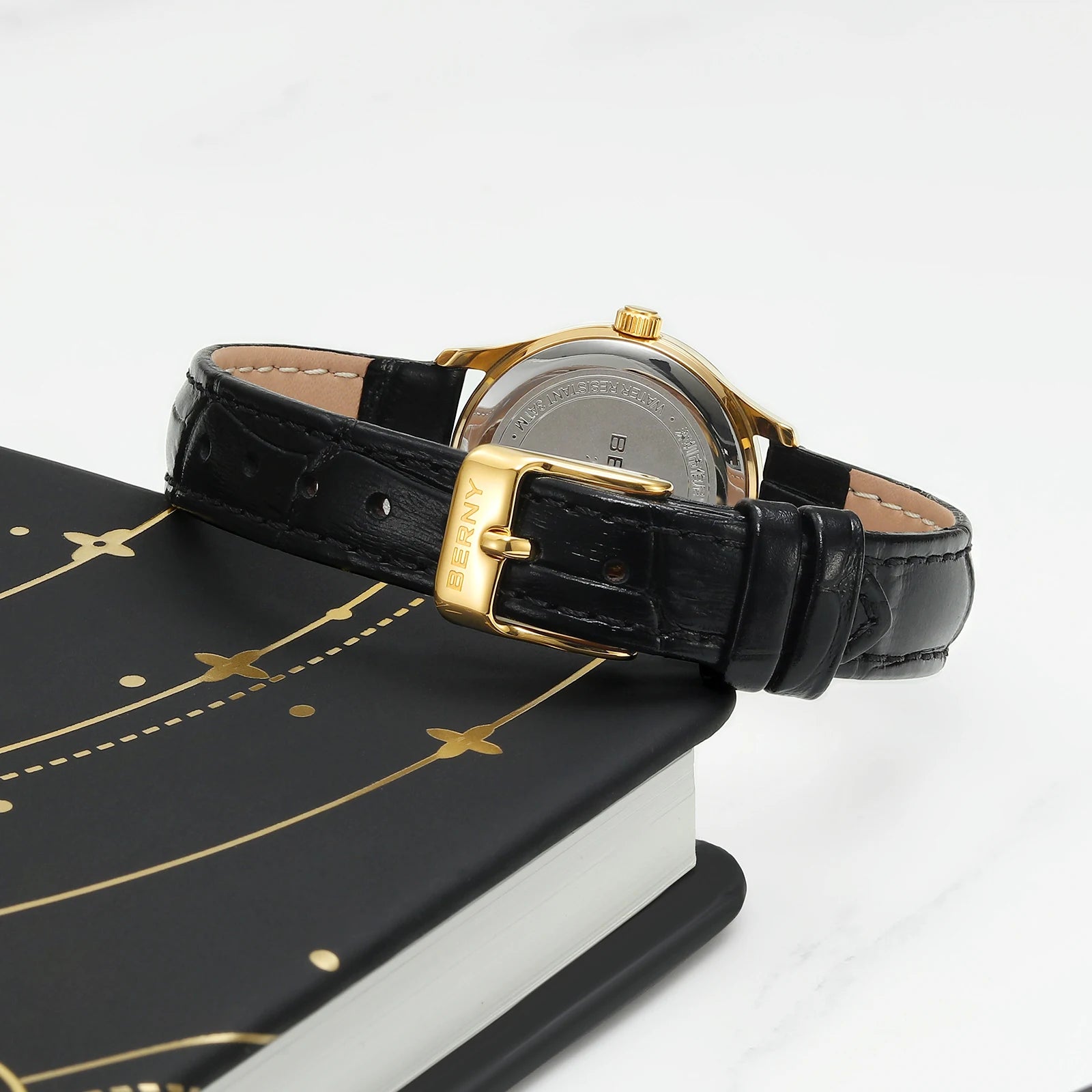 BERNY Gold Watch for Women Luxury Ladies Fashion Quartz Wristwatch Elegant Gradient Dial Multiple Scenarios Matching Lady Watch