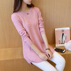 Knitted Jumper Autumn Winter Tops O-neck Long Sleeve Pullovers Casual Warm Women's Sweaters Midi Long Slim Sweater Girls
