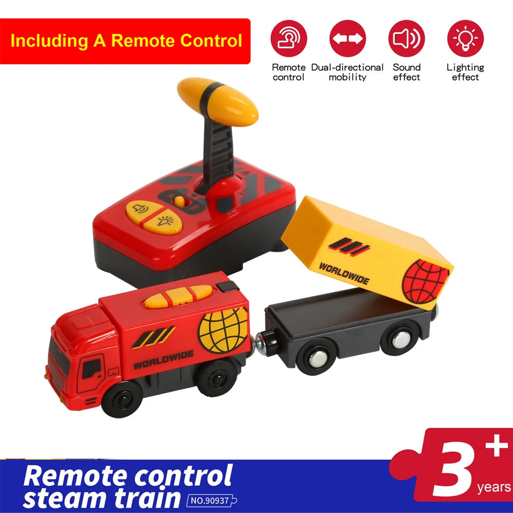 Kids RC Electric Train Set Locomotive Magnetic Train Diecast Slot Toy Fit for Wooden Train Railway Track Toys for Children Gifts