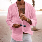 2026 Men's Cotton Linen Shirts Top Simple Laple Solid  Man Shirts Tops Comfortable Loose Casual Holiday Shirts for Men Blouses