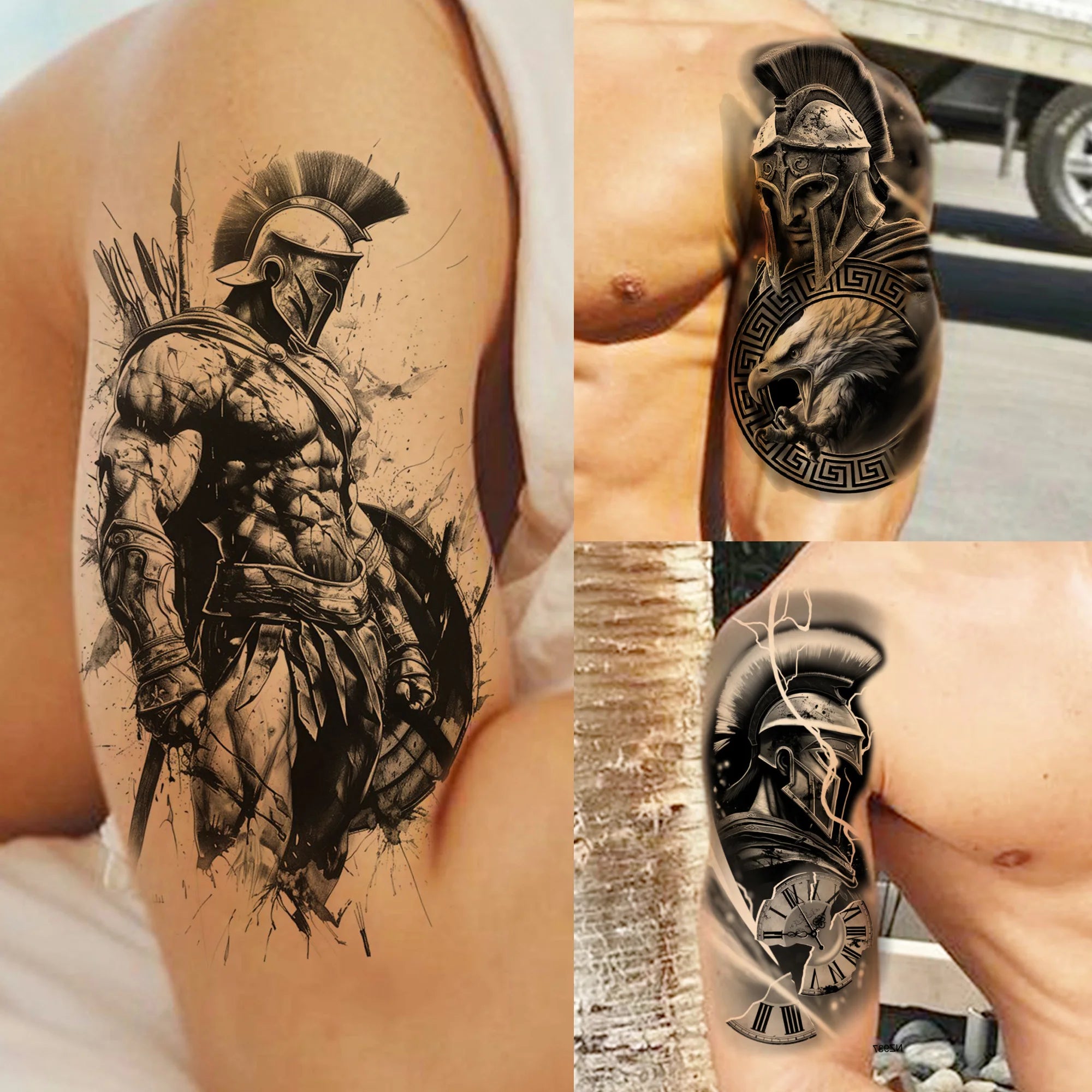 1 Sheet Waterproof Knight Warrior Gladiator Temporary Tattoos For Men Women Realistic Fake Tattoo Sticker  Forearm Tatoos Decals Main image