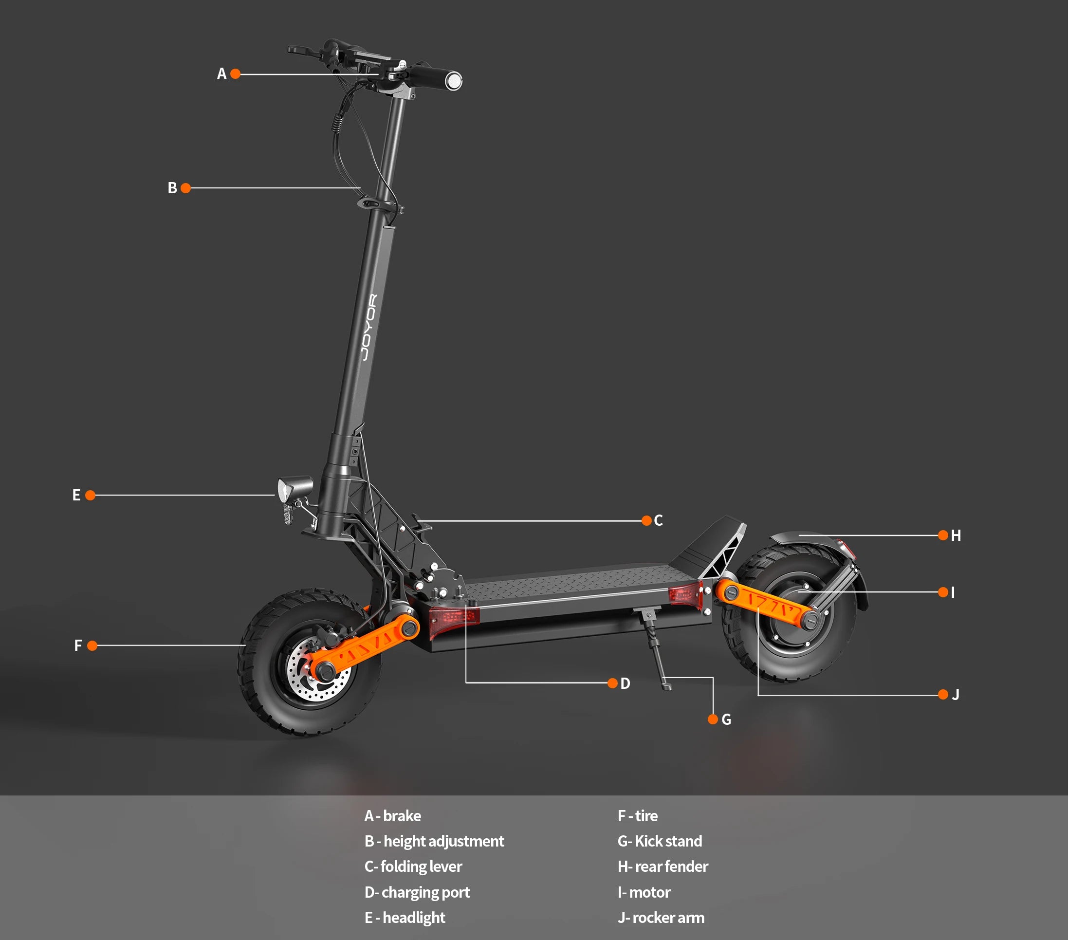 JOYOR S10-S-Z E Scooter 60V 18Ah Dual Motor 2000W 10 Inch Tire Adult Black Escooter Max Speed 65km/h Range 70-85km
