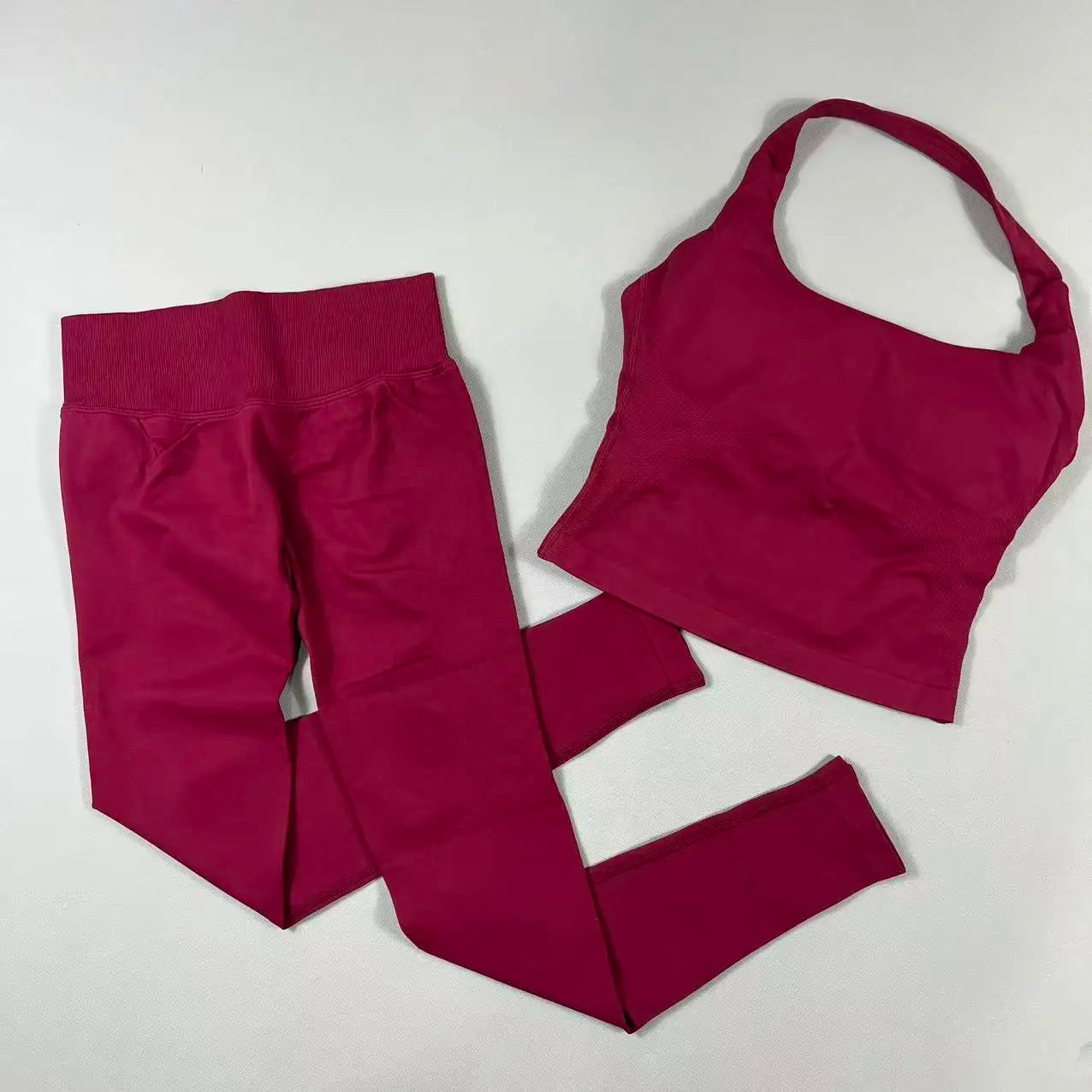 NO LOGO Yoga outfit sports Impact gym set Halter Top and leggings pant sets Backless halterneck High stretch sportswear