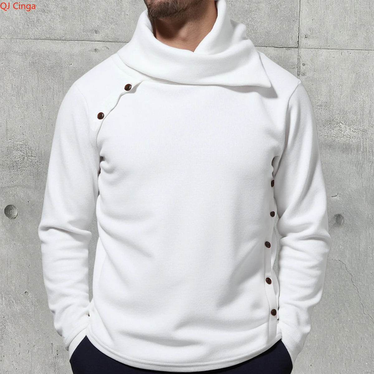 2026 New Men's White Turtleneck Sweater, British-style Black Pullover, Asian Sizes M-4XL. Gray Sweaters Main image