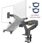 Desktop NB F160 + FP-2 Gas Spring Dual Arm for 17"-27" Monitor Holder + 10"-17" Laptop Support Air Press Mount Stand Load 2-9kg
