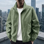 Men's Stand Collar Jacket Spring Breathable Lightweight Anti-Wrinkle Windbreaker Outdoor Sport Casual Quick-Drying Work Jackets