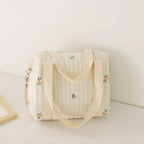 Cute Bear Baby Stroller Nappy Bag Korea Embroidery Cotton Mommy Bag Soft Maternity Shoulder Pack Portable Baby Diaper Organizer