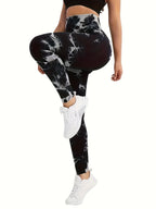 CZGUKE 2-piece women's tie dye pants sports leggings seamless high waisted push ups women's fitness and exercise clothes