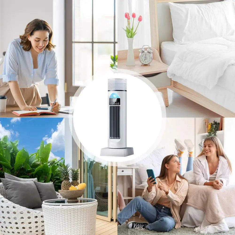NEW Cold Air Fan Cool Air Fan Persona Air Conditioner Adjustable Speeds Humidifier Cool Gadgets with Timer & Remote