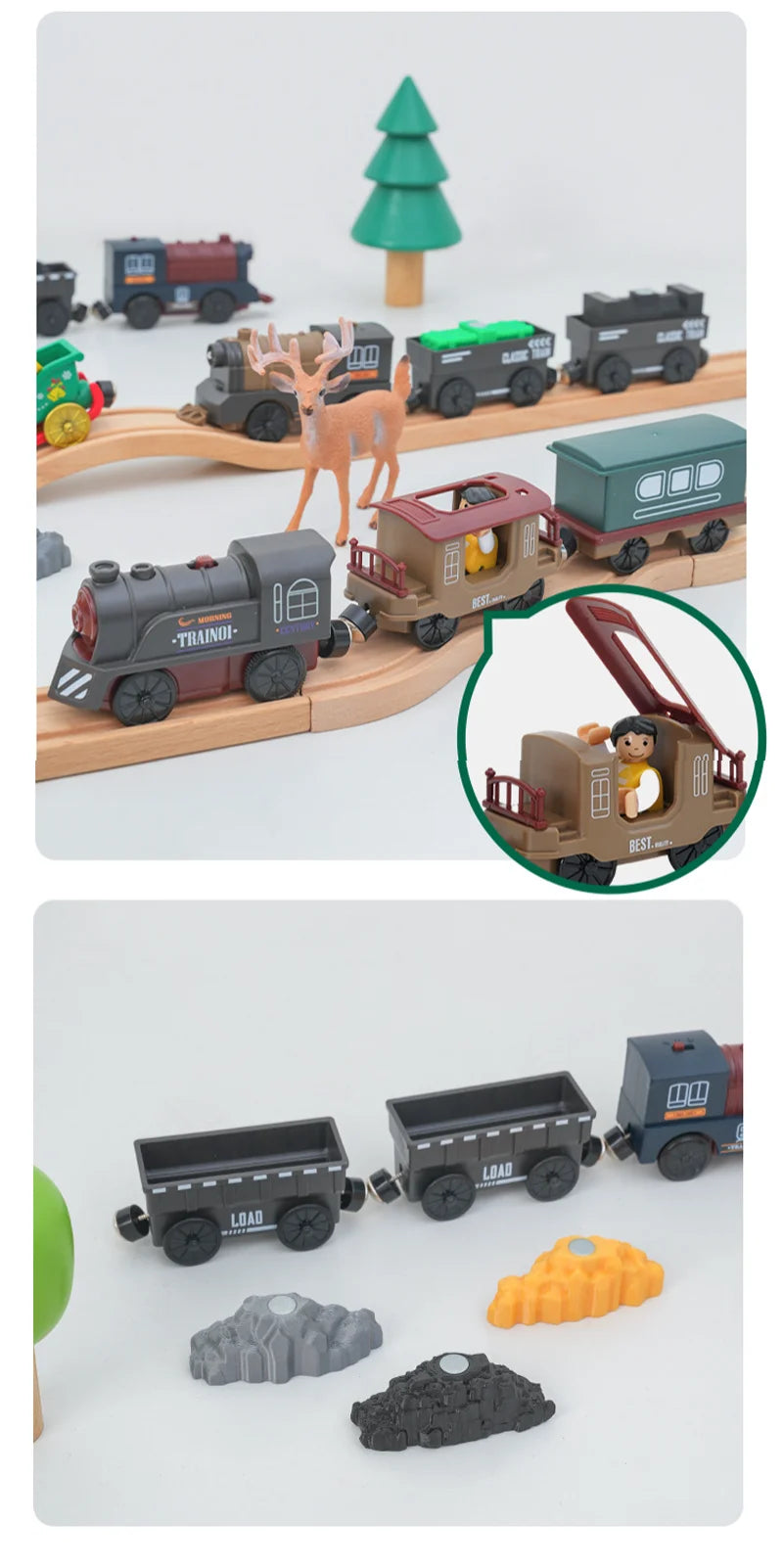 New Electric Train Set Compatible with Thomas Wooden Train Track Train Toys For Kids Christmas Birthday Gift