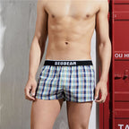 SEOBEAN Classic Plaid Mens Boxer Shorts 100% Cotton Underwear Boxershorts U convex Pouch Arrow Panties Shorts Men Sleep Bottoms