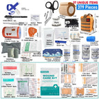 379pcs Home Office First Aid Kit Portable Emergency Bag, Red Survival Carry-On for Outdoor Activities, Camping, Hunting, Hiking