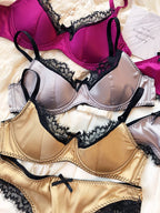 French Thin Cup Lingerie Set Sexy Lace Push Up Bra Fashion Women Silk Fabric Underwear High Quality Intimates Bras and Panties