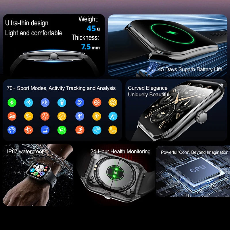 New For OPPO Ultra Thin Smart Watch Men AMOLED HD Screen Always Show Time Heart Rate Bluetooth Call Sports Waterproof Smartwatch