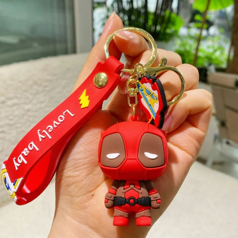 Marvel cartoon Avengers cute silicone doll keychain Spiderman Iron Man Captain America Hulk Thor Batman school bag pendant