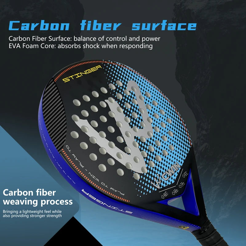 Padel Racket | Carbon Fiber Surface | with EVA Memory Flex Foam Core | Lightweight Padel Tennis Racquets | Paddle Tennis Racket