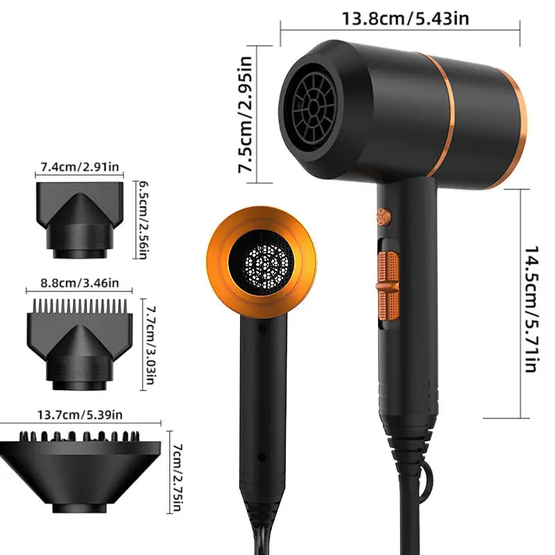 Professional Hand Blow Dryer Travel Home Use Powerful Ionic Barber Salon Equipment Hot Cold Wind Super Black One Step Hair Dryer Secondary image