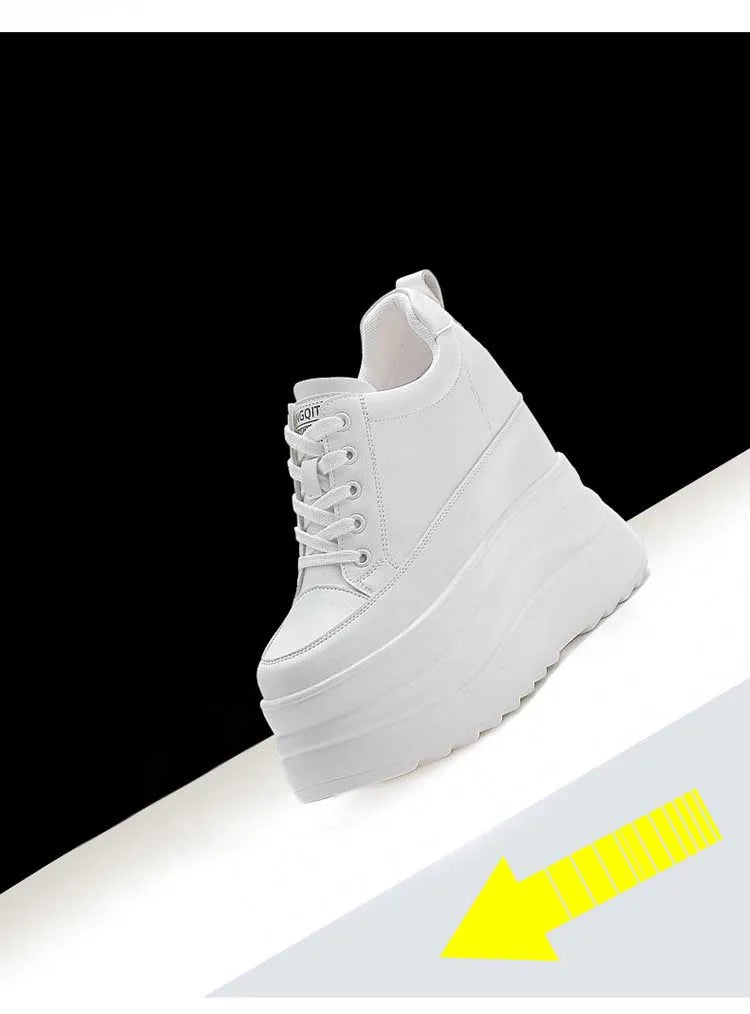 Fujin 13cm 2025 Genuine Leather Platform Wedge Flats Shoes Chunky Sneaker Casual Comfy High Brand Fall Autumn Walking Shoes