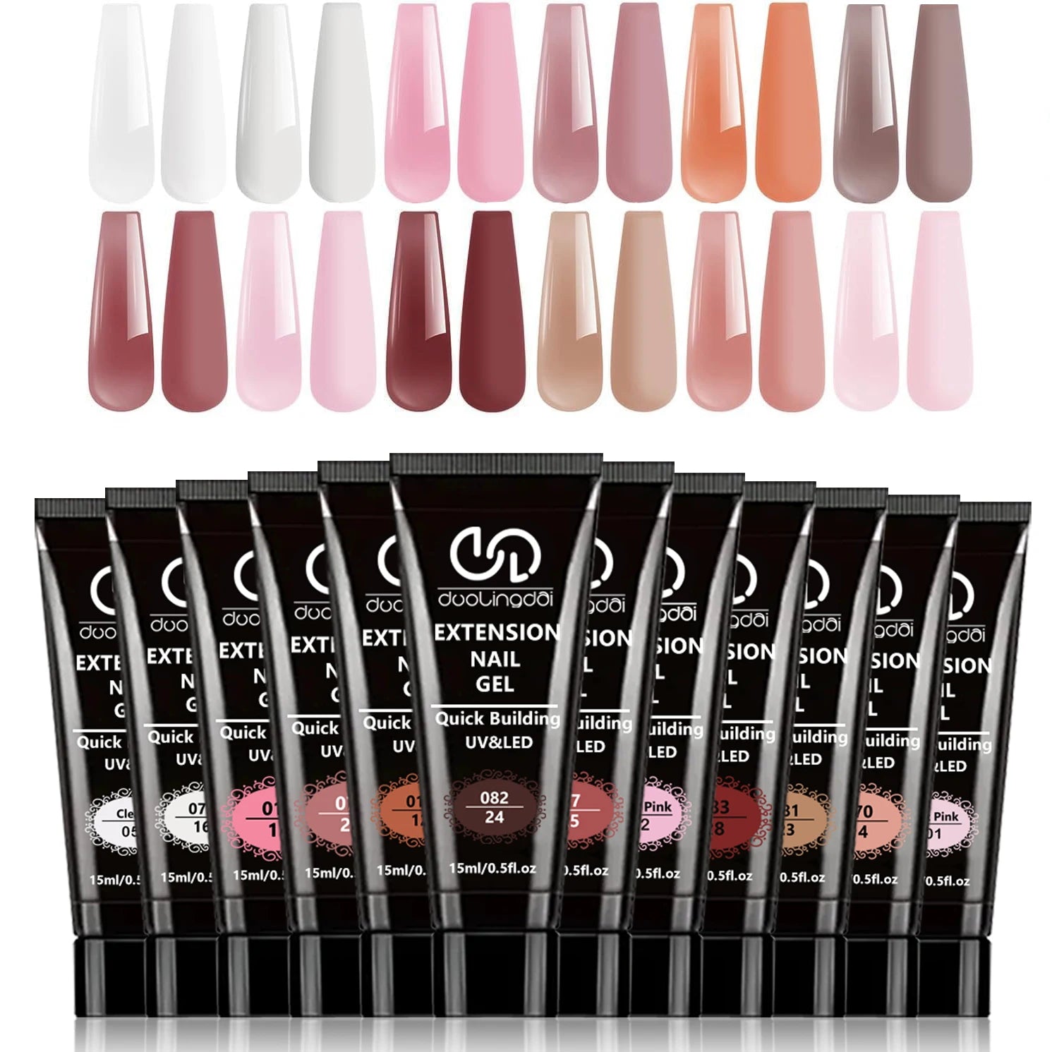 39pcs Nail Extension Gel Kit - contains all the basic nail tools, easy to use for beginners Easy salon nail construction gel
