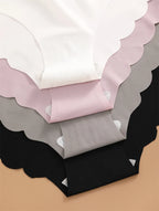 7PCS/Set Ice Silk Seamless Panties Women's Briefs Solid Color Elastic Underwear Female Ultra Thin No Trace Wavy Side Panties