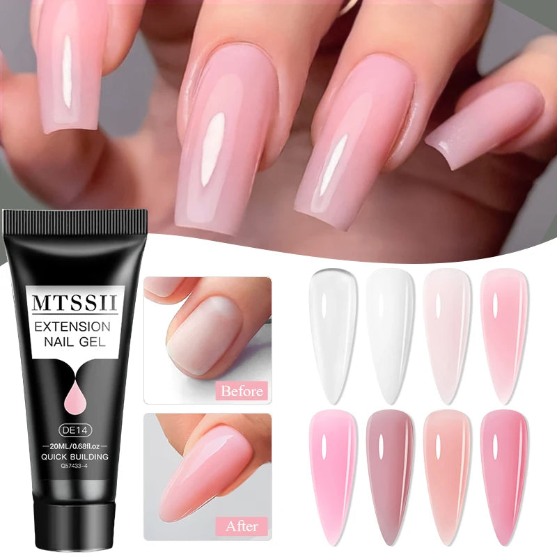 24PCS/Set 20ml Poly Naili Extension Gel  Kit Mini UV Lamp Sealer With Base Top Coat Professional Poly UVNail Gel Kit Starter Kit